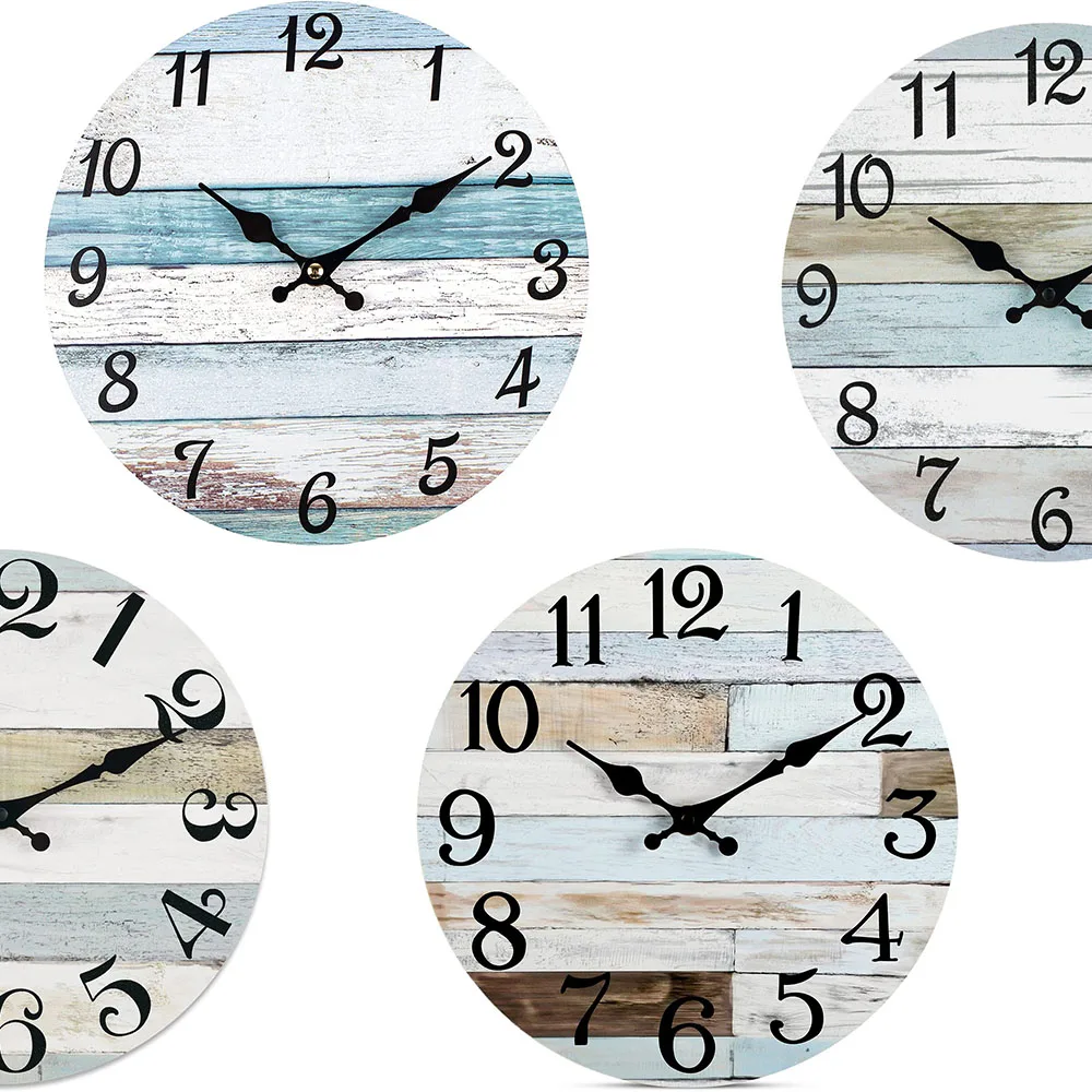 

10Inch Silent Non-Ticking Wall Clocks , Coastal Country Style for Living Room, Kitchen, Bathroom, Bedroom, Laundry Room