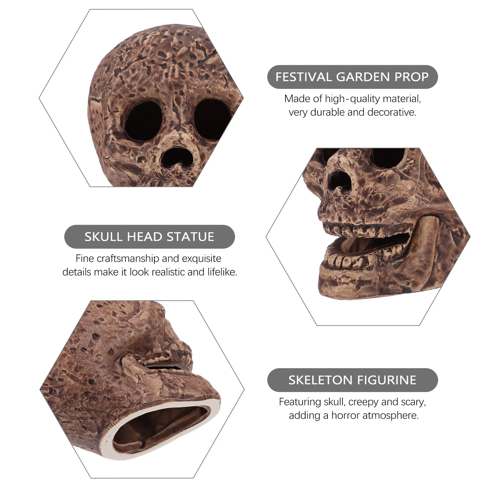 2Pcs Ceramic Skull Decor Horror Halloween Party Decoration Creative Scary Skull Props Home Office Bar Ornament