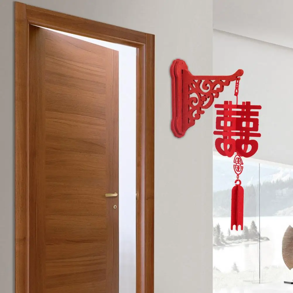 Chinese New Year DIY Lantern Kit Lucky Red Fu Wall Mount Hanging Lantern 3D Puzzle Hollow Out Spring Festival Lantern for Home D