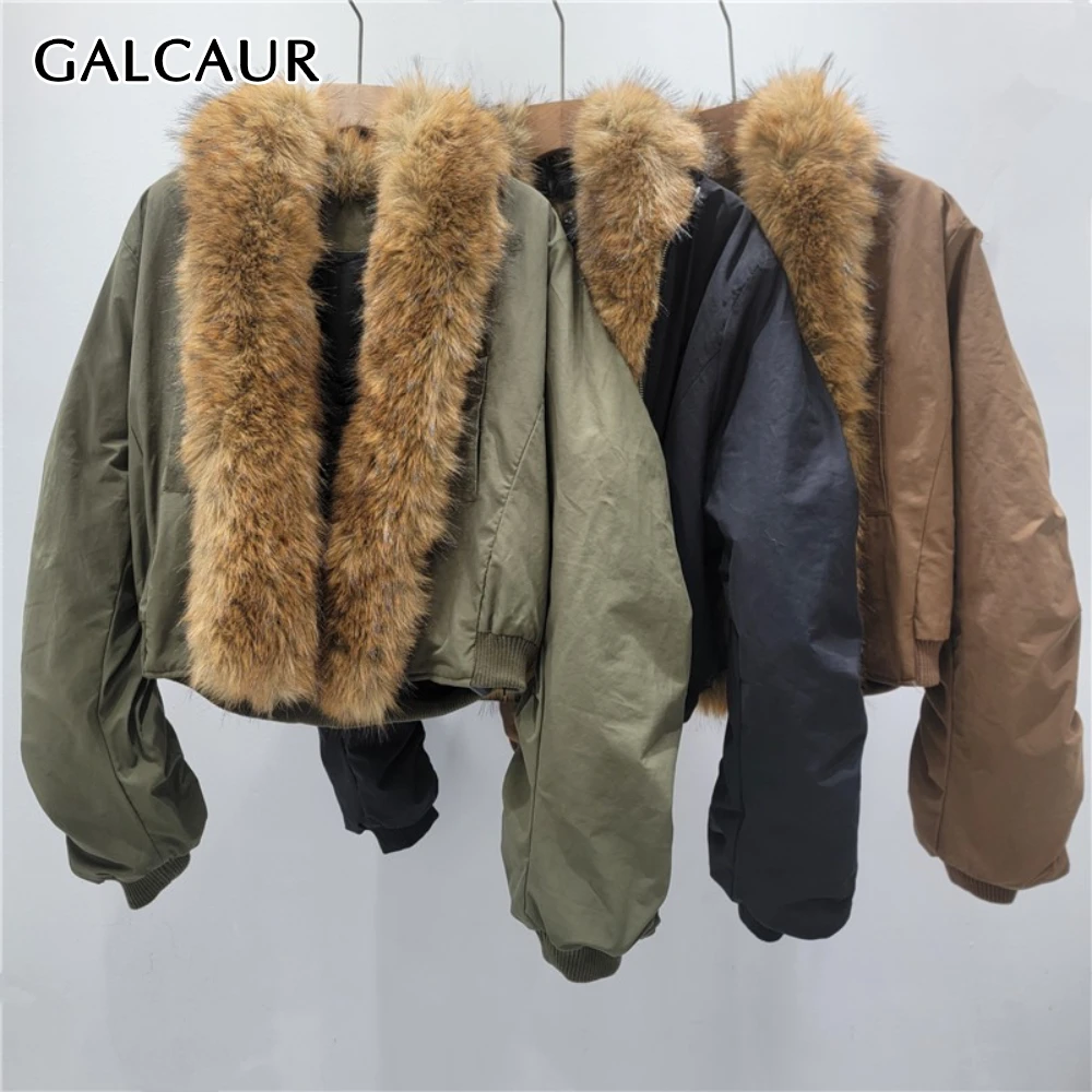 

GALCAUR однотонная базовая куртка из сращенного меха, женская свободная уличная одежда с лацканами и длинными рукавами, женские куртки, осенний модный стиль