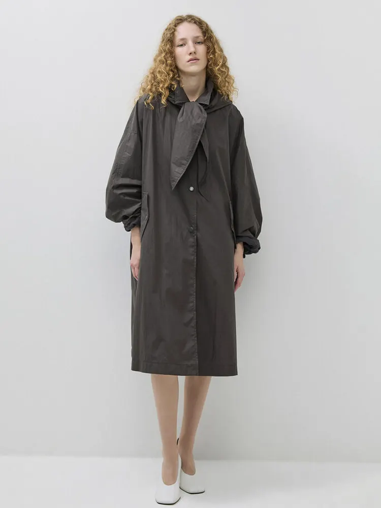 

Повседневная свободная длинная корейская ветровка с капюшоном, модная утягивающая ветровка Jaet, осеннее новое поступление, женское пальто премиум-класса