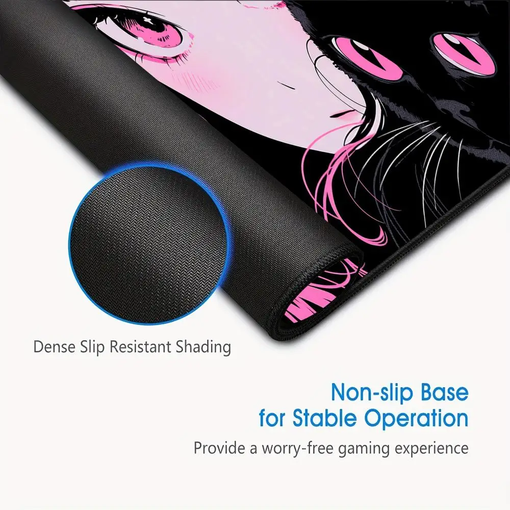 سجادة مكتب جميلة للمكتب وغرفة نوم قطة سوداء مضادة للانزلاق للفتيات والكمبيوتر المكتبي وحصيرة ماوس للكمبيوتر المكتبي