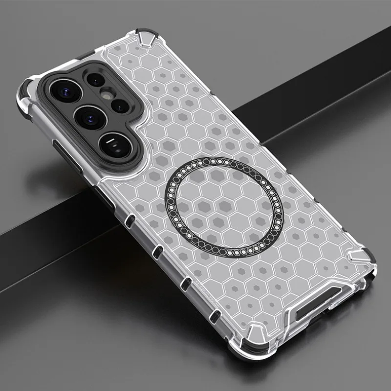 Magnetische Hülle für Samsung Galaxy S26 Ultra S26 Plus S26 Kristall Honeycomb Cover Mag-safe stoßfeste Luftkissen Soft Shell Funda