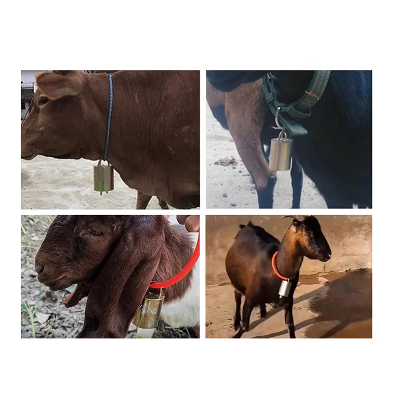 A03F-6PCS campana colgante para ganado y ovejas, campanas navideñas para vacas, decoraciones para pomo de puerta, caballo de granja con cuerda