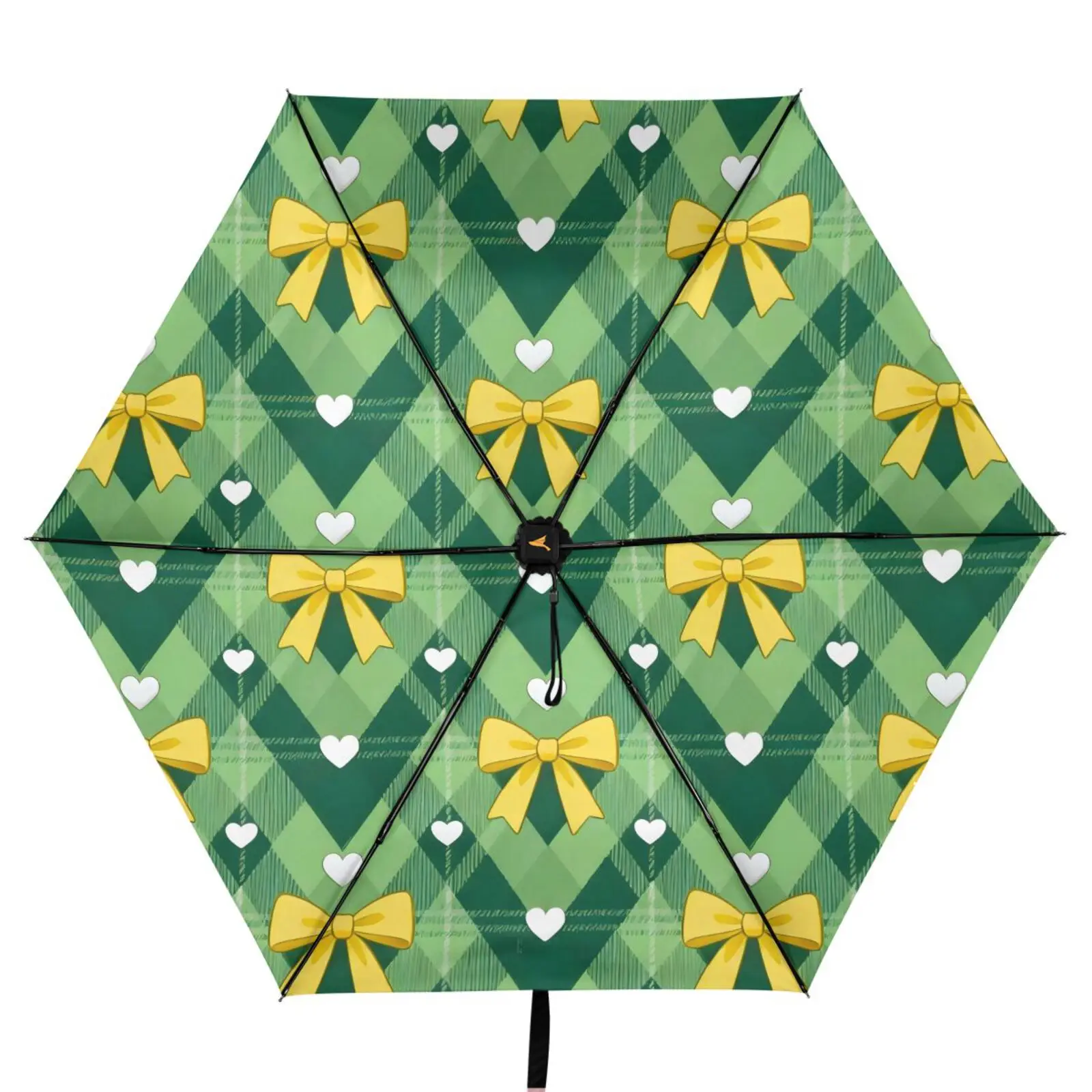 Three Folding Umbrella Parasol Women Anti-UV Sun Protection Umbrella Outside Black Coating 6 Ribs bow print