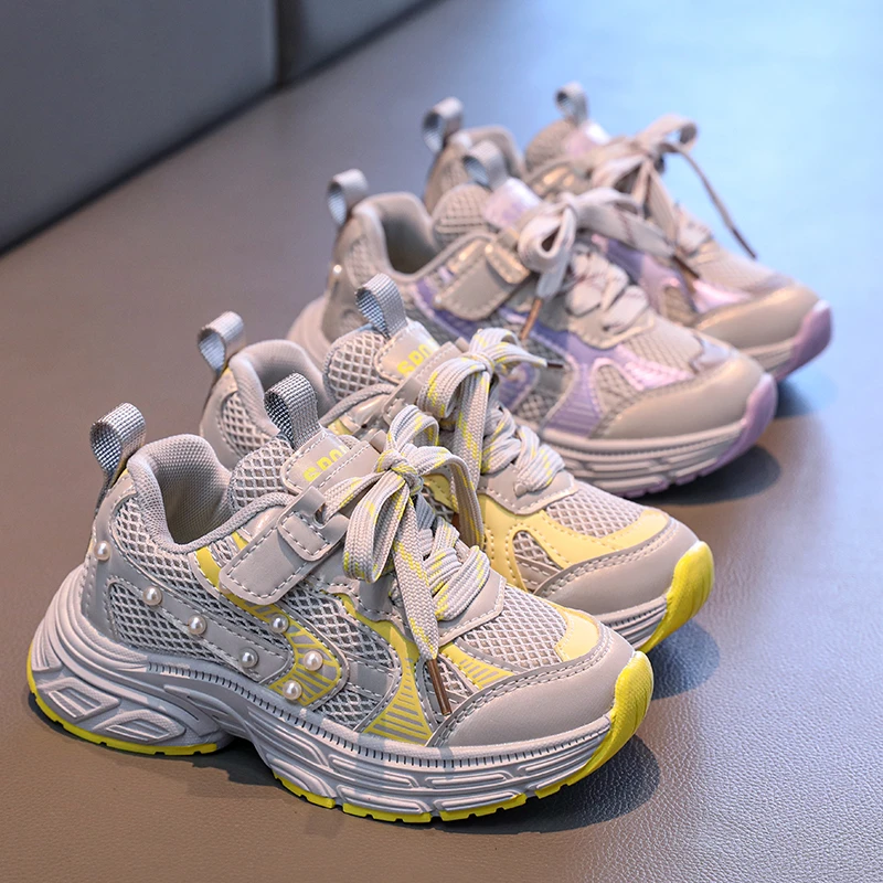 

Весенне-осенние новые модные детские кроссовки в корейском стиле с мягкой подошвой, универсальные сетчатые кроссовки для детей