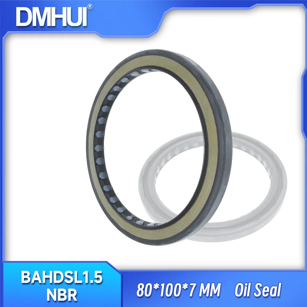 

DMHUI Rotary Shaft Oil Seal 80x100x7mm Construction Machinery Replacement Accessories Parts BAHDSL1.5 Type Lip Seal NBR Rubber