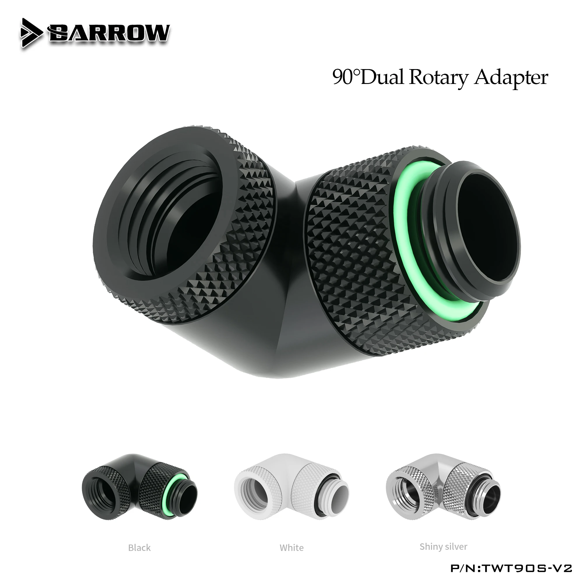 BARROW G1/4'' thread 90 degree Rotary Fitting Adapter Rotating 360 degrees Rotary water cooling accessories Adaptors TWT90S-V2