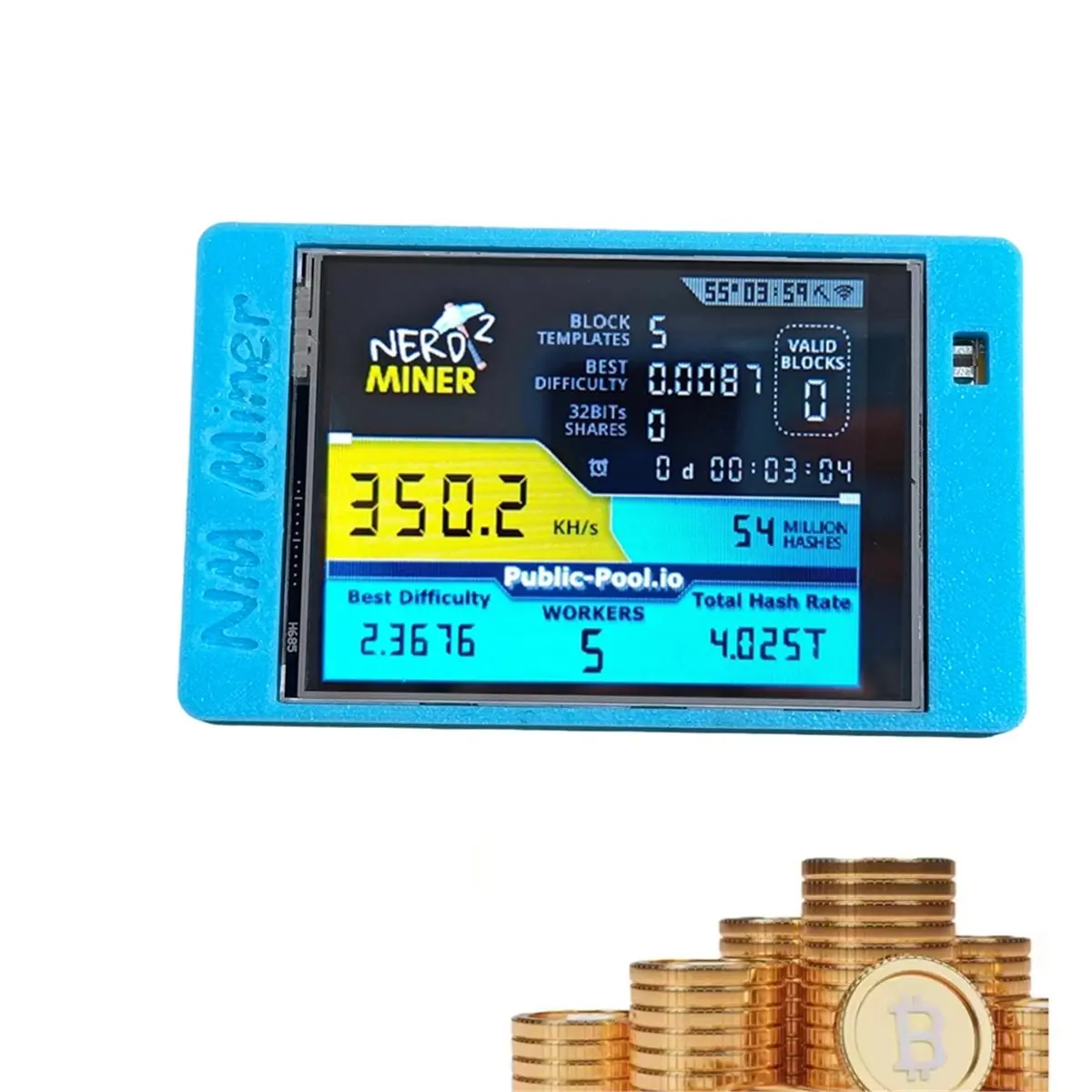 

355KH/S NerdMinerV2 Solo Miner 2.8 Inch Smart Display Bitcoin Crypto Solo Lottery Miner BTC Miner for Home A