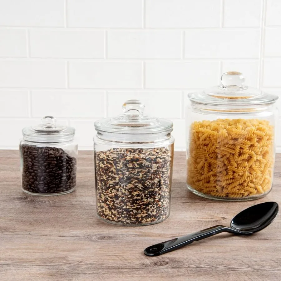 أدوات المطاعم Vetri 0.5 جالون جرة تخزين زجاجية 1 جرة بسكويت زجاجية قابلة للغسل في الأطباق ختم محكم فتحة واسعة حلوى زجاجية شفافة #3