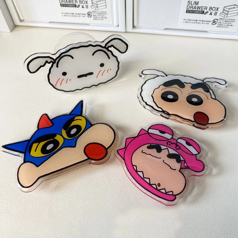 Kawaii Crayon Shin Chan Phone Airbag Bracket Cute Anime Doll Scalable Desktop Bracket Paste Phone Accessories Christmas Gift Toy