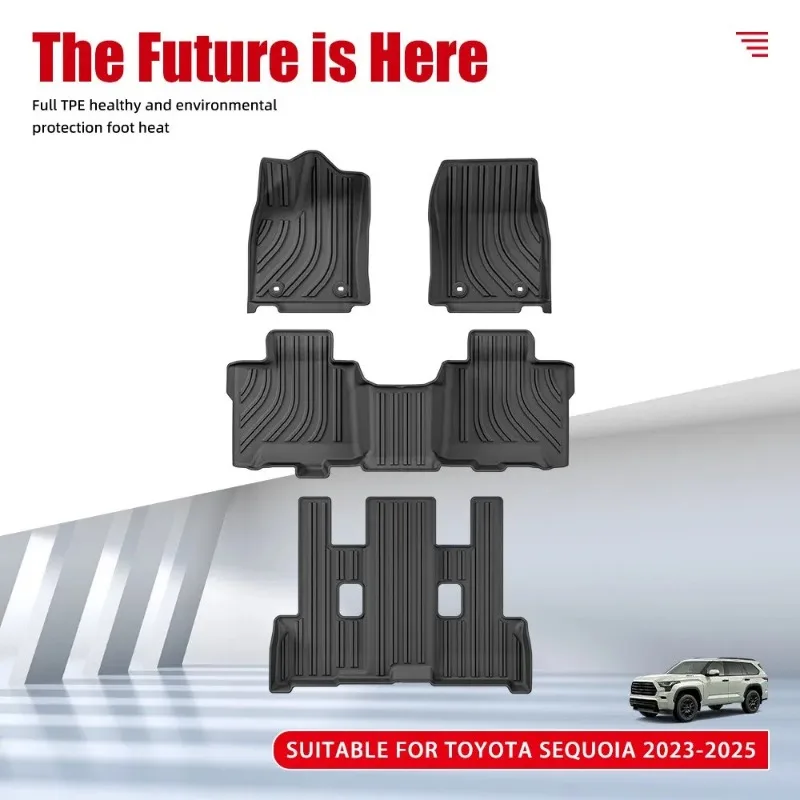 Waterproof Non-Slip Car Floor Mat For Toyota Sequoia 2023-2025 Custom Fit All-Weather Floor Liners Full Set Easy Clean 4PCS