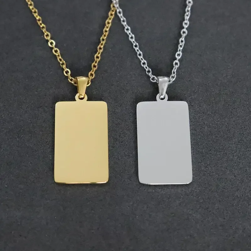 10pcs 16.5x28mm Mirror Polished Stainless Steel Necklace Blank Bar Tag Charm Stamping Pendant Necklace for Jewelry Gift Necklace
