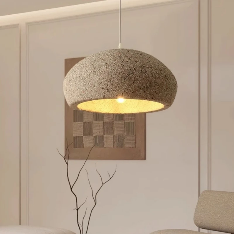 Nordic Wabi Sabi Pendant Lamp Simple Stone Hanging Lamp For Dining Room Loft Staircase Bar Creative LED Restaurant Pendant Light
