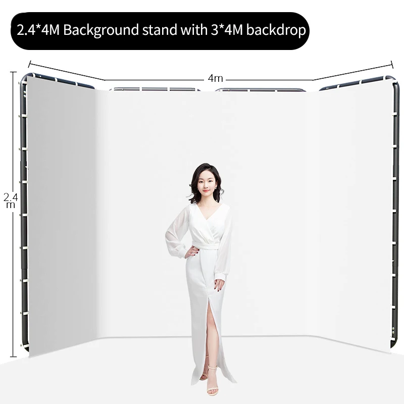 SH Green Screen 2.4X4M Collapsible Chroma Key Backdrop Wrinkle-Resistant Fabric Ultra-Quick Setup background removal for Stream