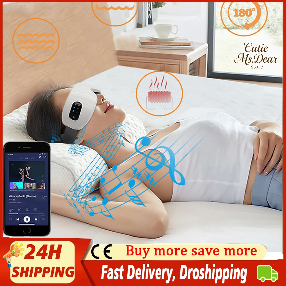 Masajeador de ojos eléctrico, 4 modos de vibración, cuidado de los ojos, plegable, Bluetooth, música, masaje de ojos, gafas inteligentes, recargable por USB