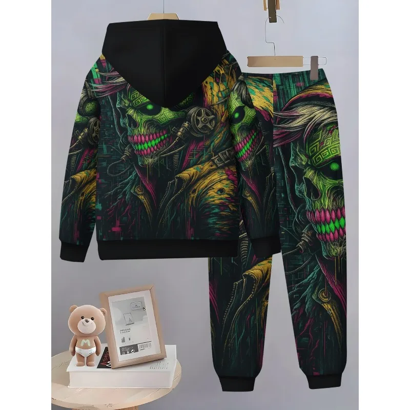 2025 Primavera e autunno Abbigliamento sportivo casual Felpa con cappuccio regolare da uomo stampata in 3D e felpa Set da due pezzi