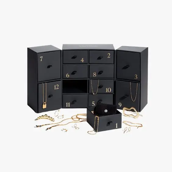 custom. CHHC Custom Black Pink Big Calendar Subscription Paper Box DIY Daily Mystery Boxes Packaging with Logo