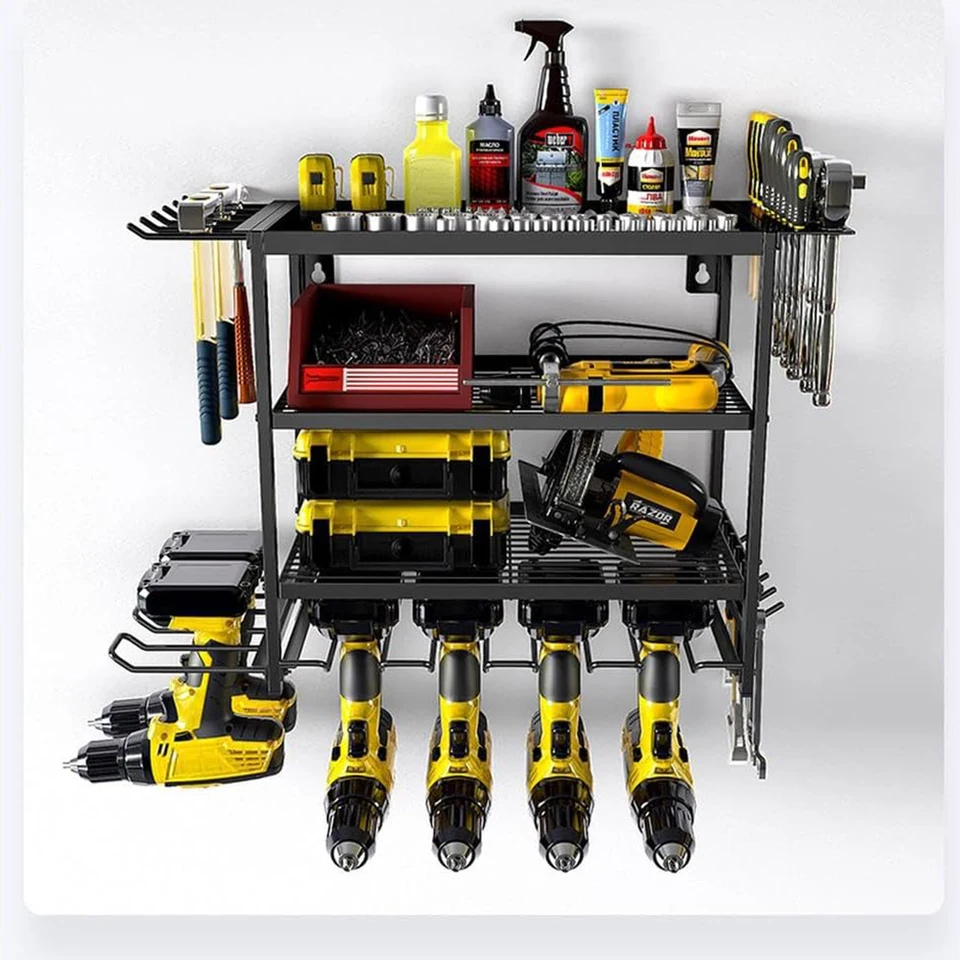 Heavy Duty Wall Mounted Garage Tool Organizer Rack