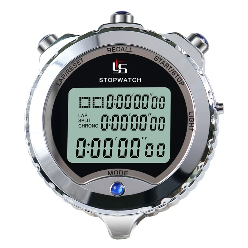 Stopwatch Sport Timer Lap Split Digital Stopwatch with Clock Calendar Alarm, Shockproof Stopwatch for Sports Training