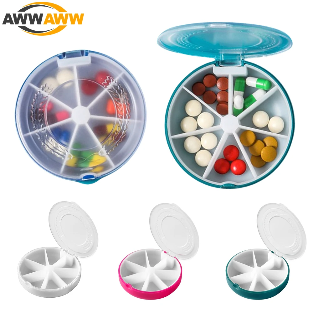 

1PCS Travel Weekly Pill Organizer, Round Pill Box, Daily Pill Case 1 Time a Day, Small Medicine Organizer for Vitamin, Fish Oil