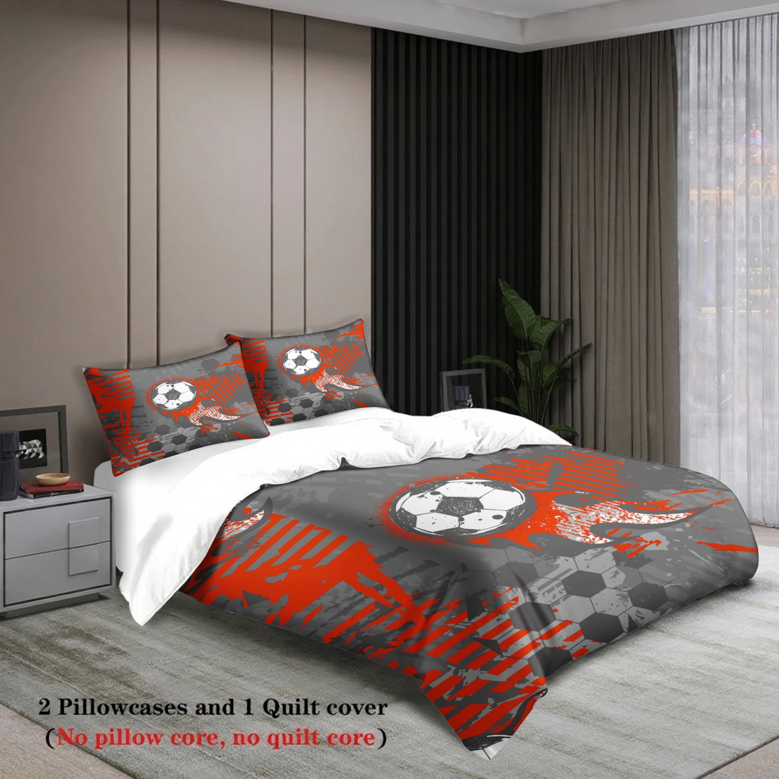 

Комплект постельного белья из 3 предметов с рисунком футбола, 3D печатный матовый удобный пододеяльник King Queen Twin, один размер, подарок на день рождения, декор комнаты