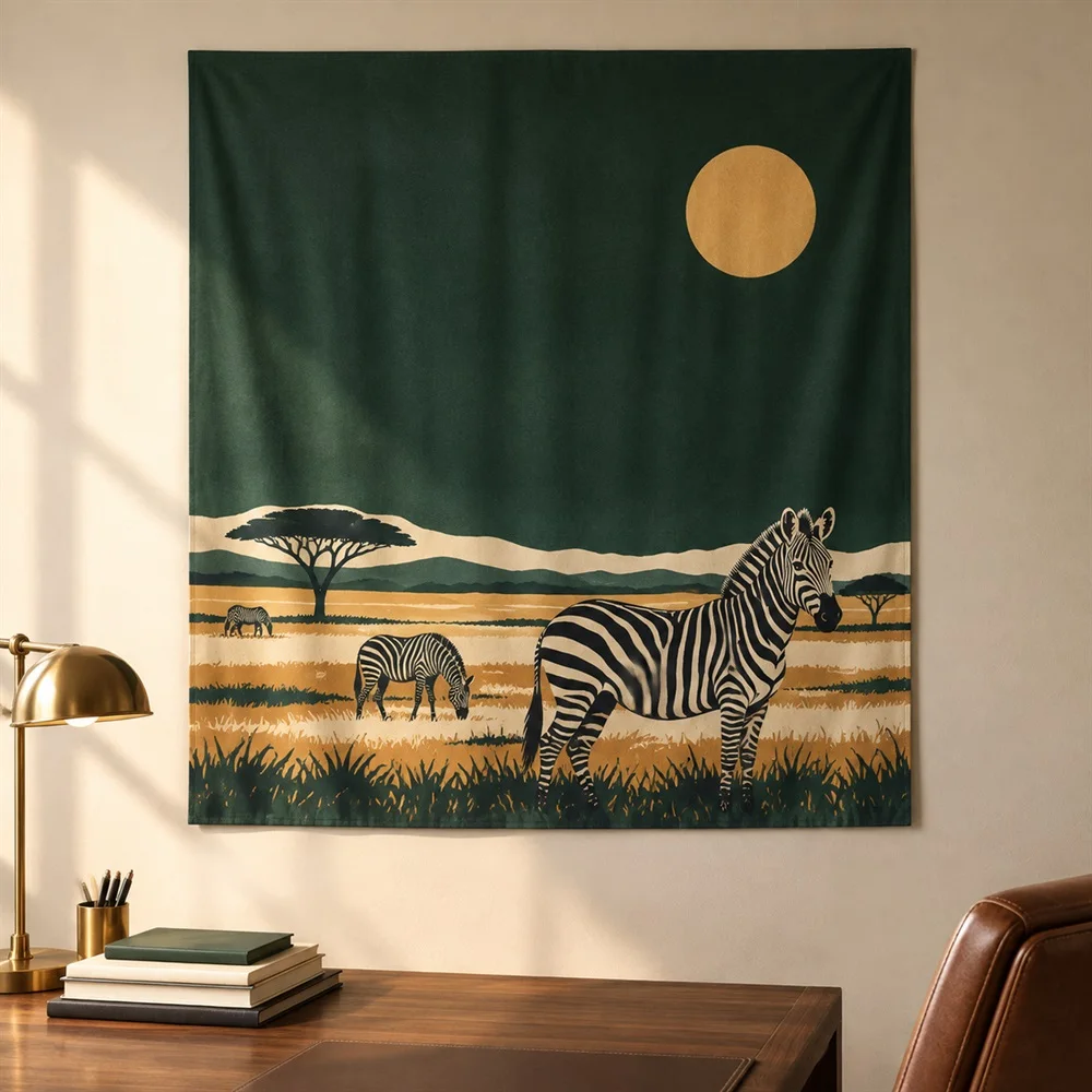 VIKAMA Zebra Stripes Tapestry Wall Hanging, Safari Animal Wall Art, Modern Decor for Living Room Bedroom Office Kids Room