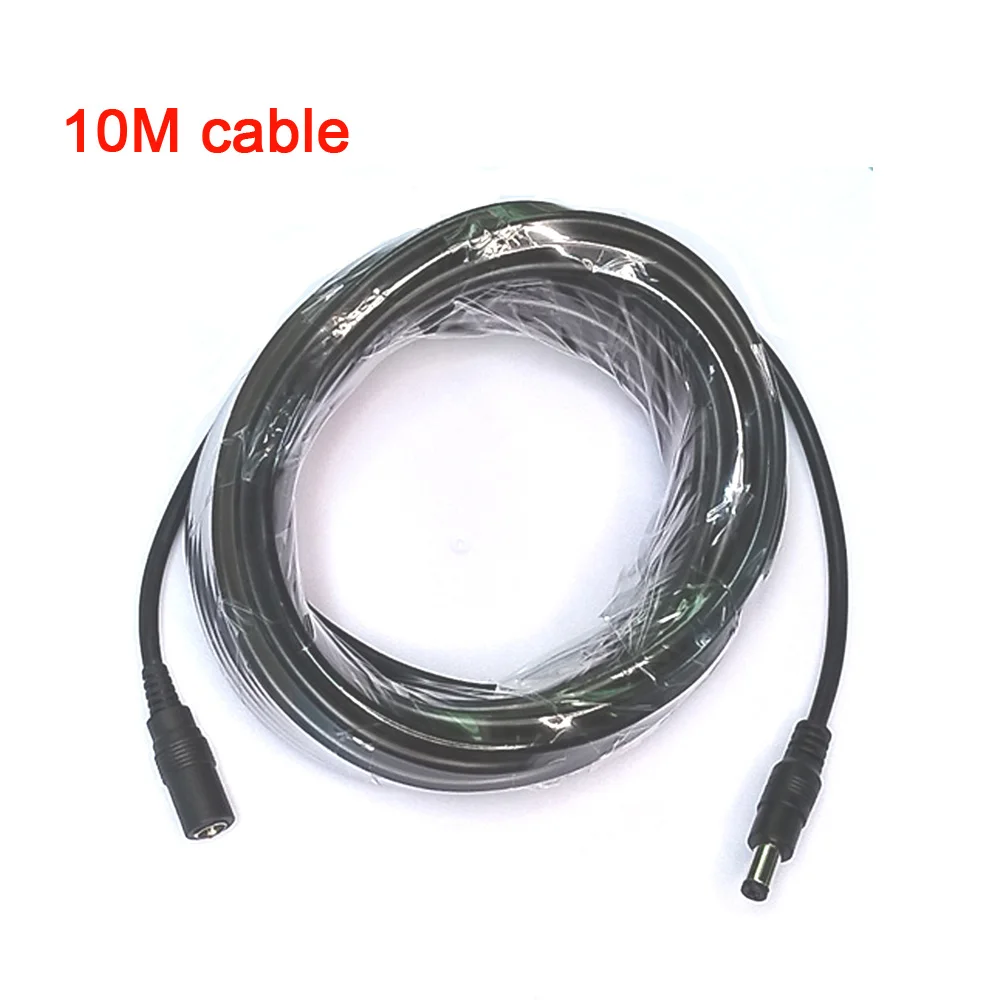 10M Power Extension Cable Male to Female 5.5mm*2.1mm Connector DC 12V for LED Lamp CCTV Security Camera Black Power Cord