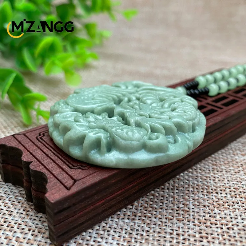 Natural Green Jade Carved Dragon Phoenix Chengxiang Pendant Exquisite Fashion Men\'s and Women\'s Necklace Lucky Charms Gift