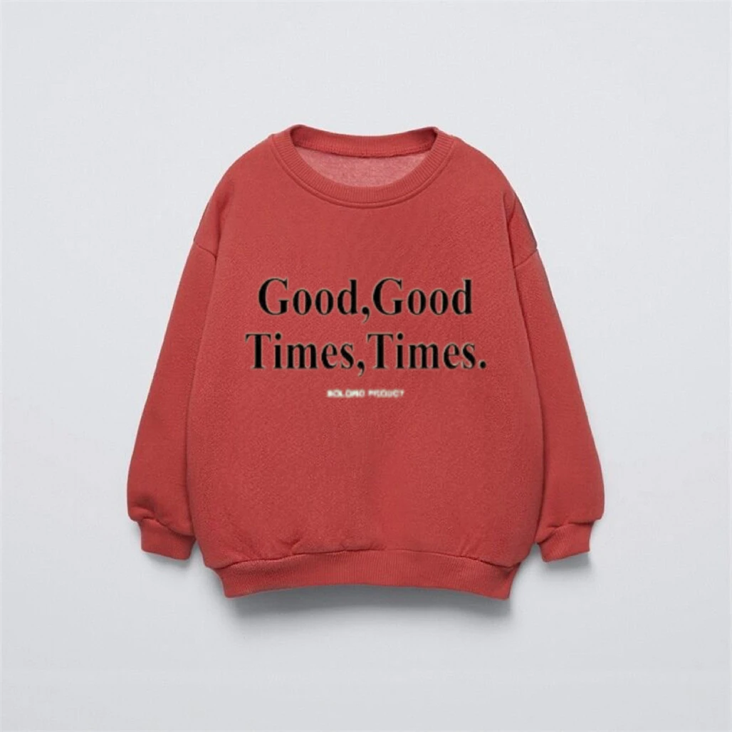 Kids New Printing Hoodie Outer Wear Loose Casual Round Neck Sweatshirst 2 3 4 5 6Years Old Child Versatile Long Sleeve Pullovers