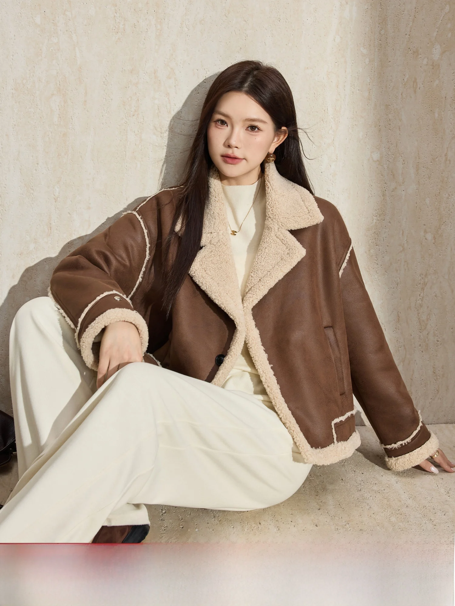 

Blue Language Large Size Suede ort Jaet Simulated Leather Fur Motorcycle orm Winter Warm New Sle Coffee Color