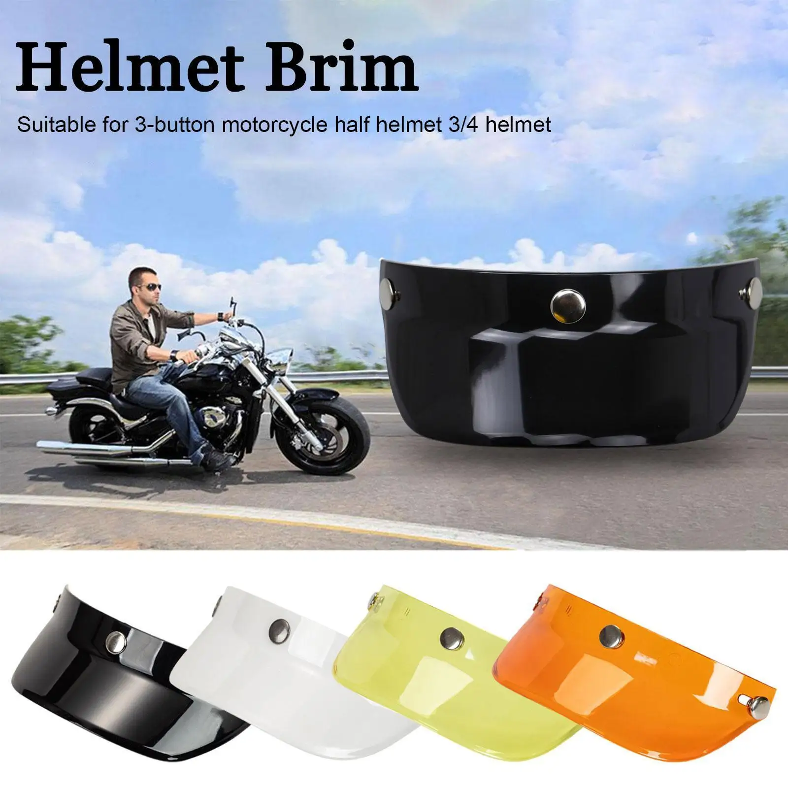 

Motorcycle Vintage Helmet Brim Adjustable 3 Snap-Button Fit For Half-Helmet 3/4 Helmet Motobike Riding Protective Accessories