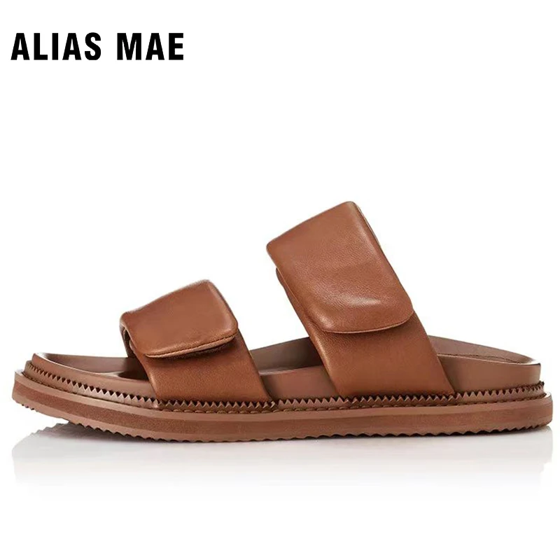 

ALIAS MAE PARLO Summer Top Quality Comfortable Classic Beach Casual Women's Anti Slip Leather Slippers