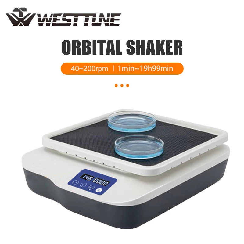 WESTTUNE Laboratory Orbital Shaker Digital Display Orbital Rotator Shaker Swing Adjustable Speed Oscillator 40-200rpm SK-O180-S