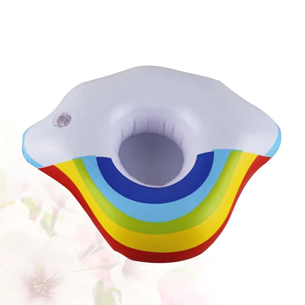 4Pcs Cloud Rainbow Inflatable PVC Cup Holder Floating Drink Pool Beach Party Summer Fun Seat Drink Cup Holder