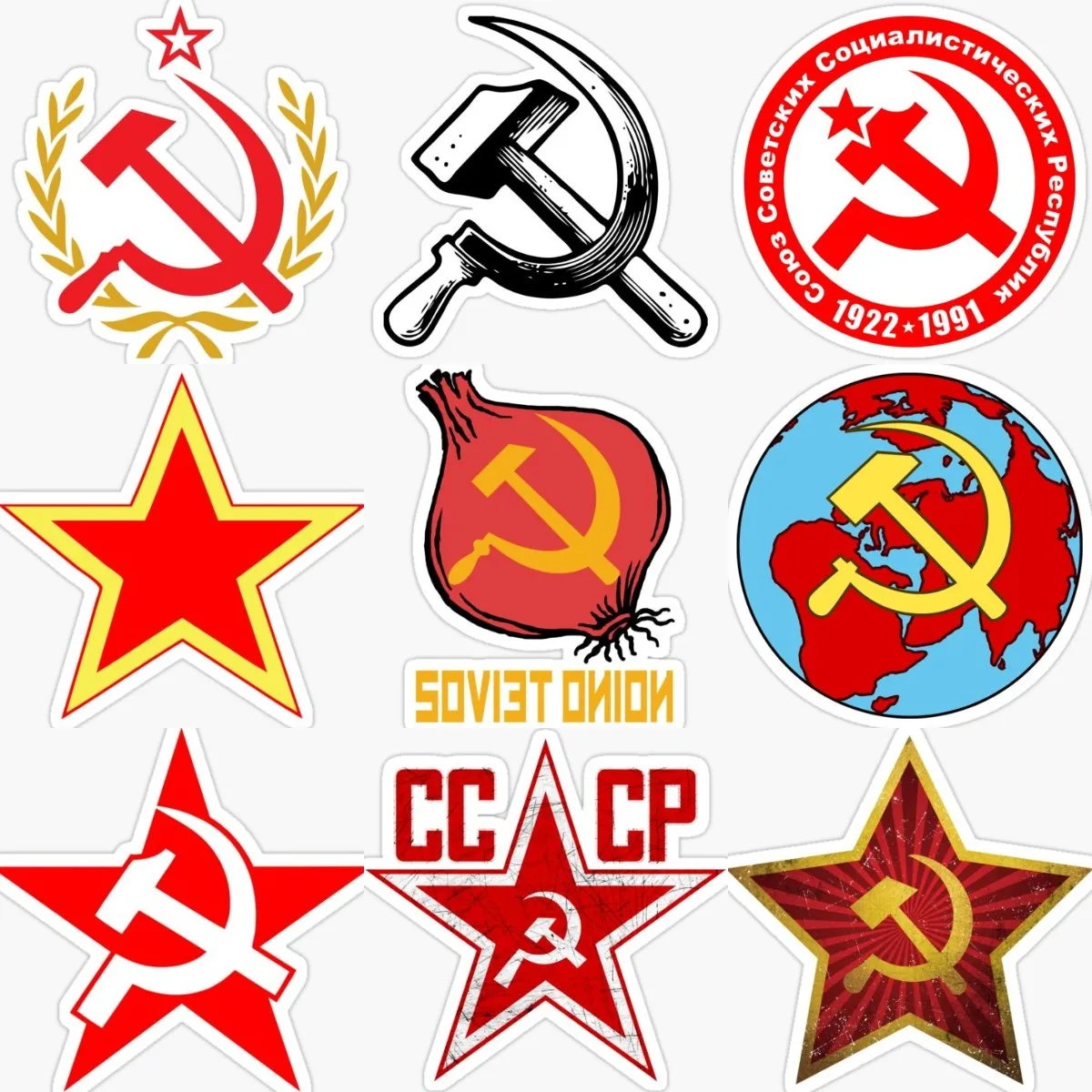 Soviet Socialism Sickle Hammer Pentagram Sticker Motorcycle Laptop Window Door Bumper Truck Bicycle Van Wall Glass Helmet Decal