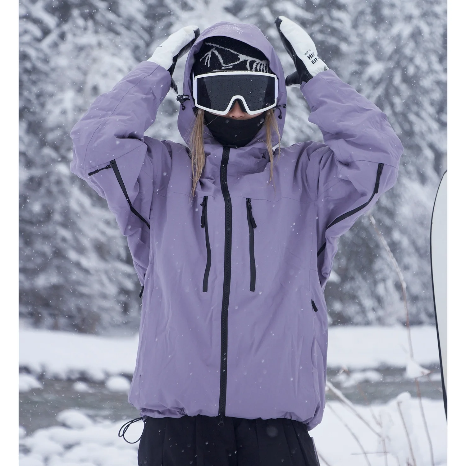 Veste de Ski d'hiver pour femmes et hommes, vêtements de Snowboard 3L, imperméable, coupe-vent, chaud et respirant, vêtements de neige en plein air, manteau de Ski à capuche