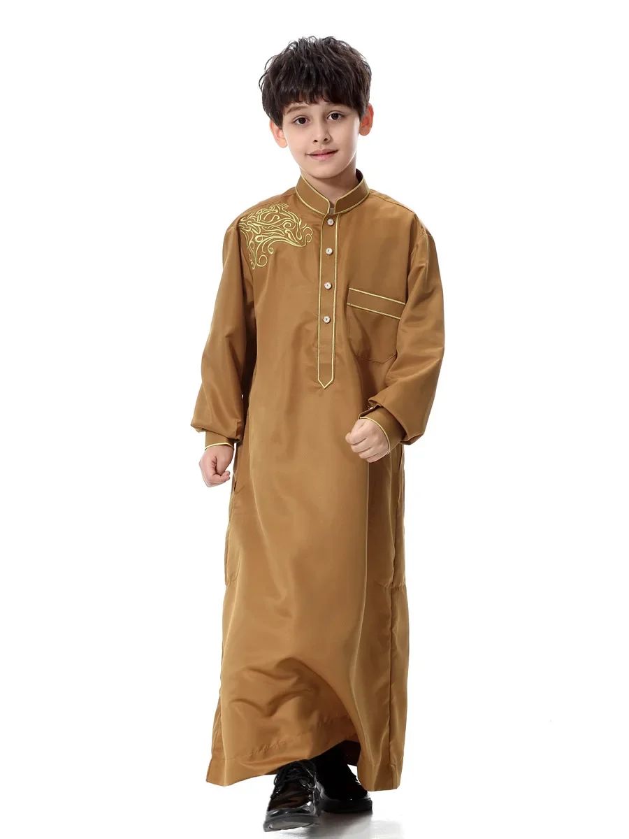 Muslim Kids Jubba Long Dress Child Boys Saudi Arabic Islamic Thobe Robe Tops Kaftan Arab Clothing Party Abaya Kaftan Jubba Thobe