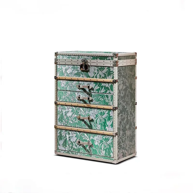 Green chest of drawers High-end hard box Household floor jewelry Jewelry cabinet with lock