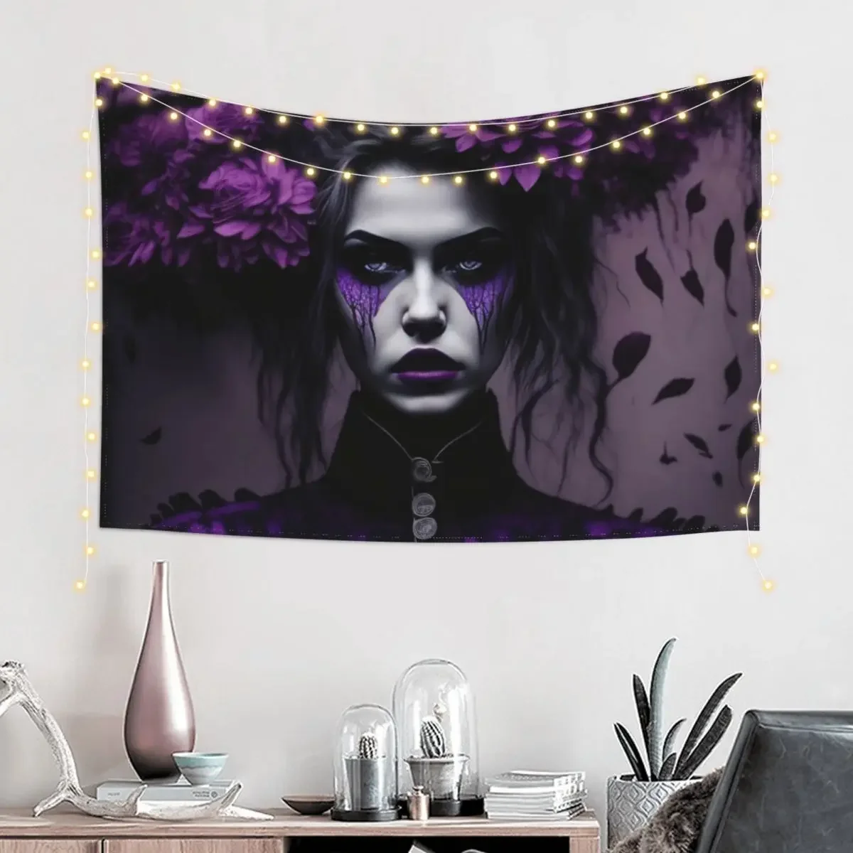 Gothic Purple Head Flowers by Perceptual Paradox Creations Tapestry Room Decoration Aesthetic Living Room Decoration Tapestry