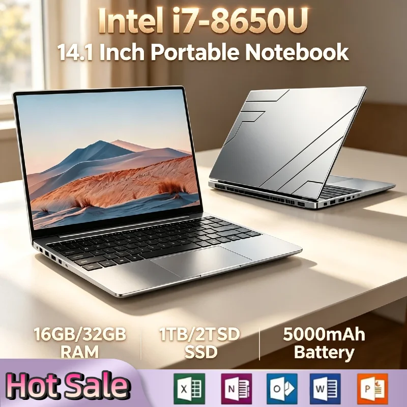 Intel Core i7 8650U 14.1 Inch Laptop 32GB RAM 2TB SSD 1920x1080 4C 8T 4.2GHz Ultra Slim Gaming Office Study Pro Max