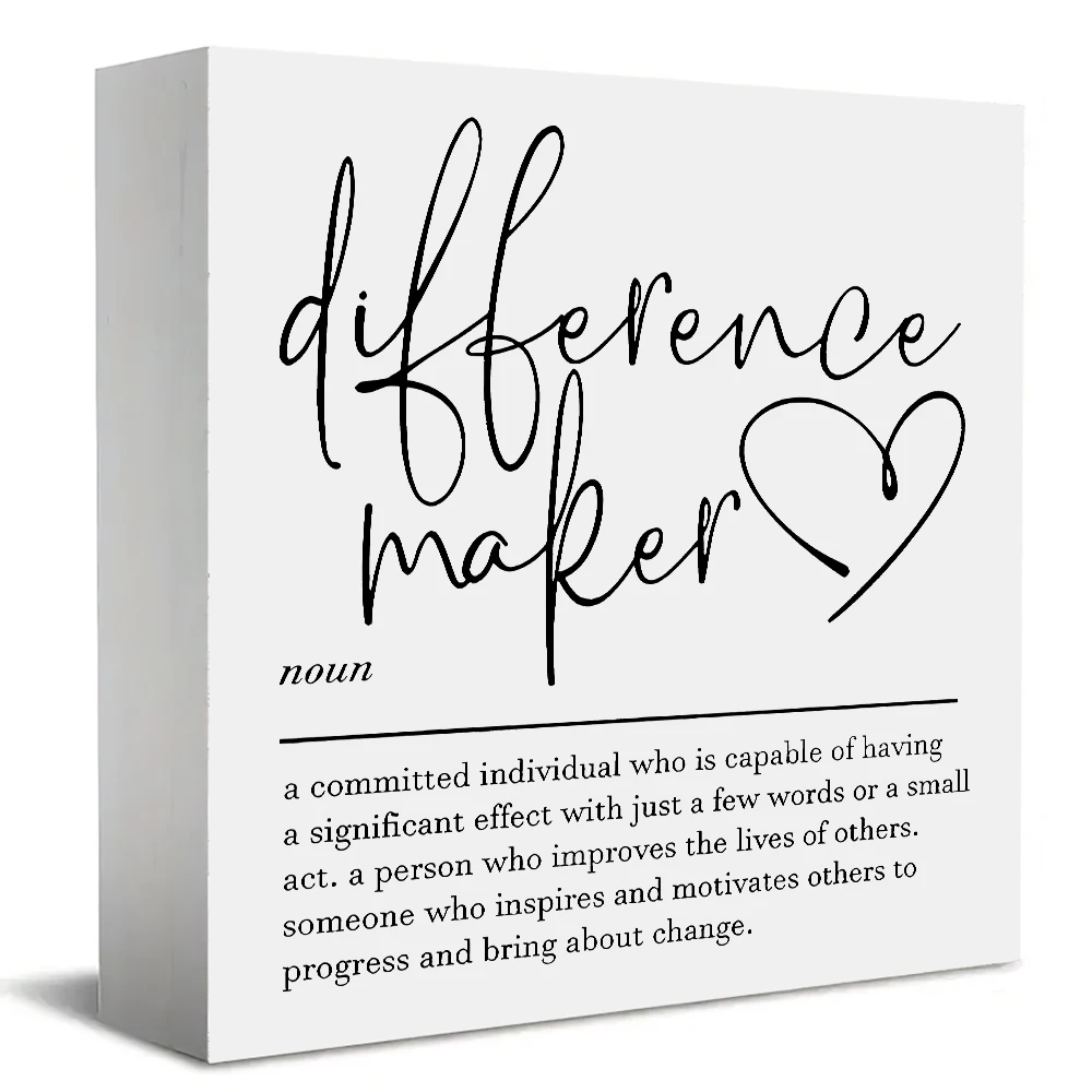 1PC Difference Maker Definition Wooden Box Sign-Thank You Appreciation Gift for Teachers, Bosses, Leaders, Colleagues - Office