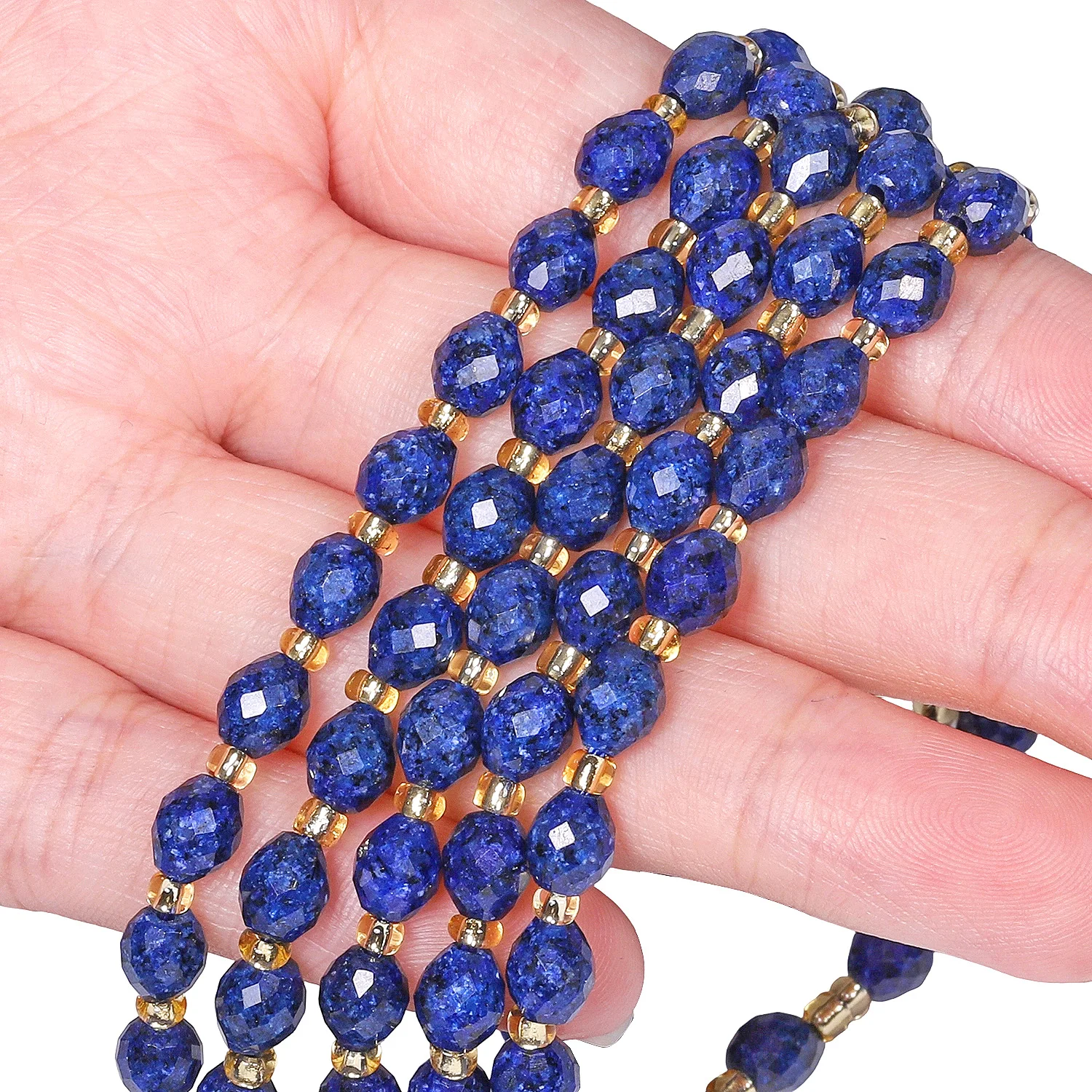Koraliki Lapis Lazuli 5x6mm, fasetowane, owalne, luźne koraliki dystansowe do kolczyków wiszących, bransoletek, akcesoria do biżuterii damskiej.