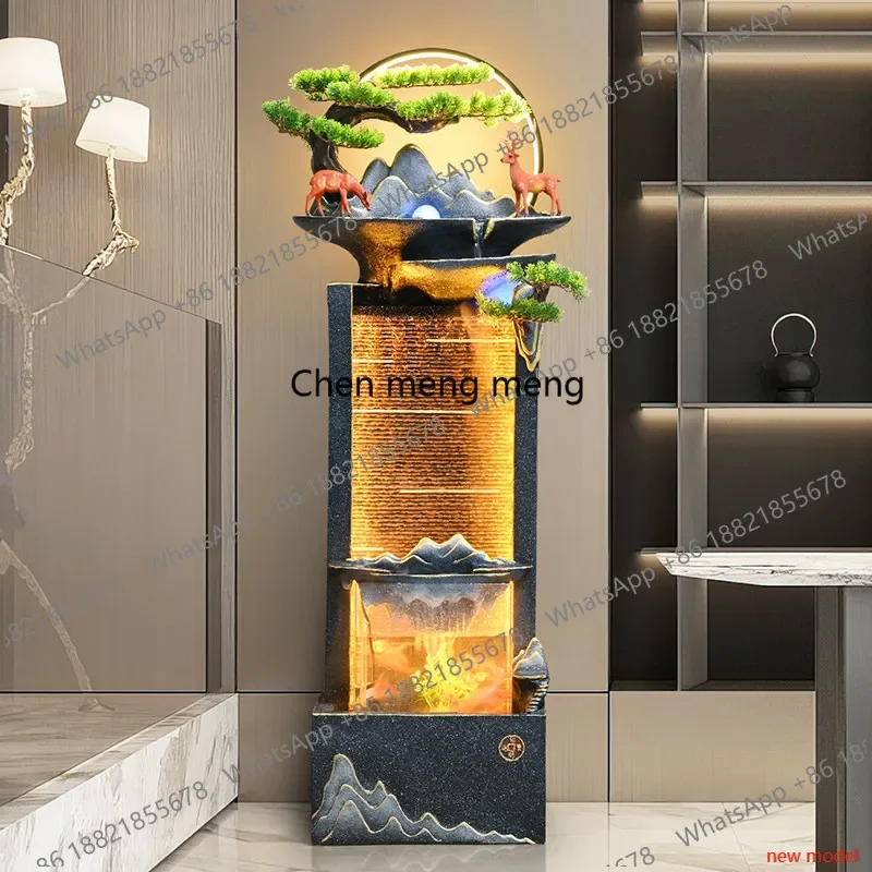 N138Modern simple water curtain wall, flowing water ornament, living room porch, rockery circulating water feature to attract we