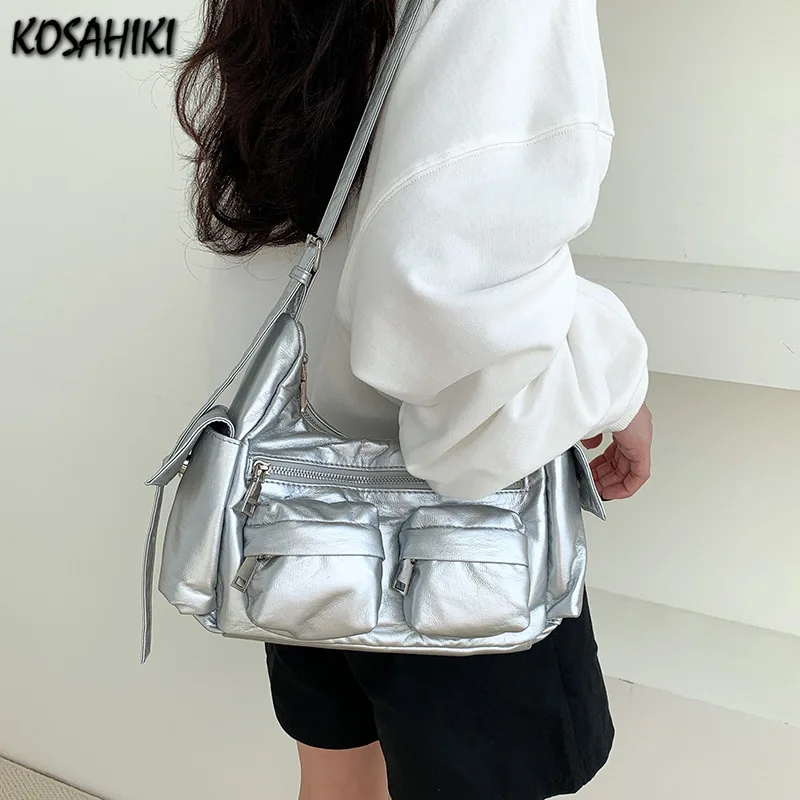 

Korean Office Lady Simple Women's Handbags All Match Y2k Aesthetic Vintage Shoulder Bags Casual Fashion Punk Underarm Bag Trendy