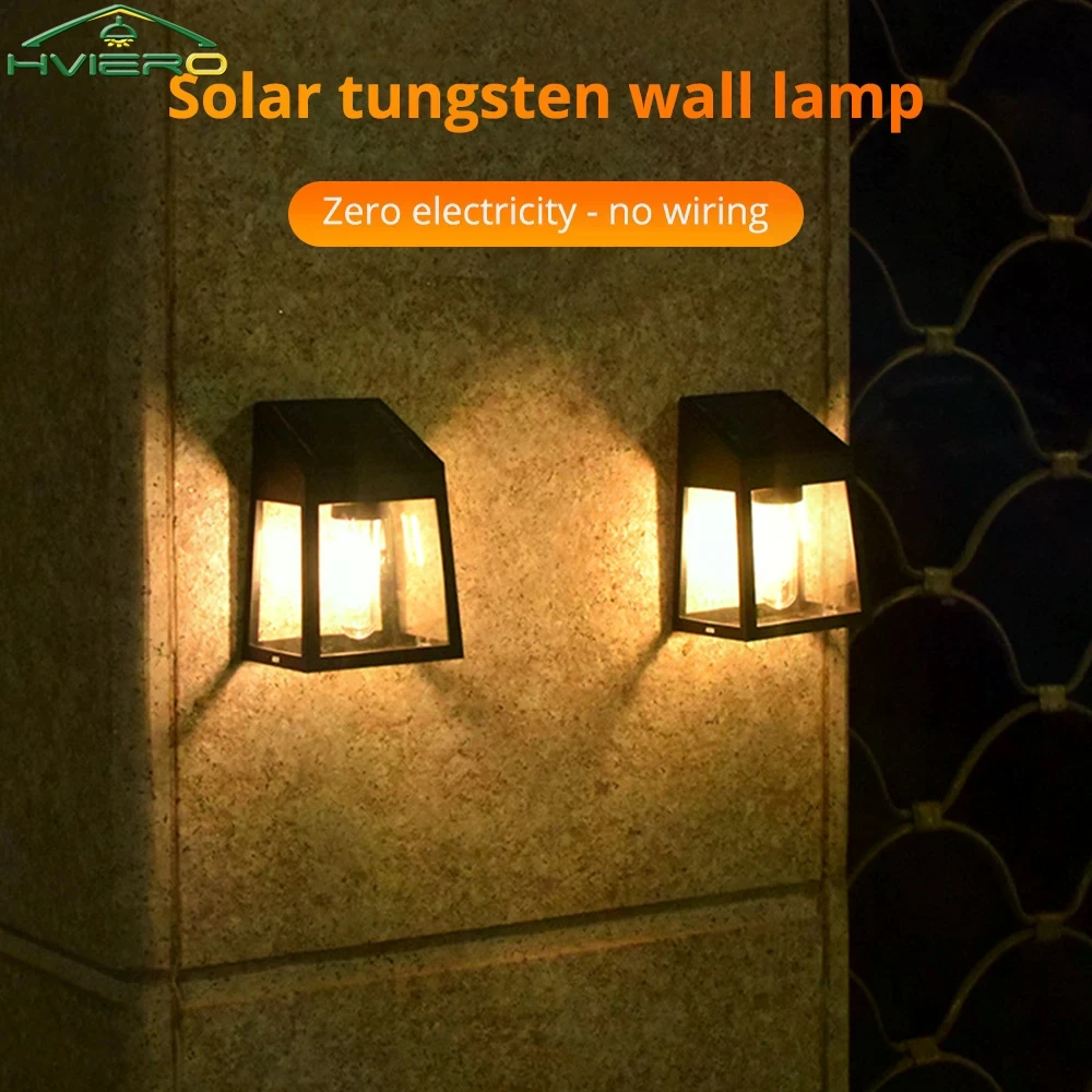 Solar Tungsten Wire Wall Light Lamps LED Bulbs Induction Waterproof For Home Outdoor Garden Courtyard Decoration Night Lighting
