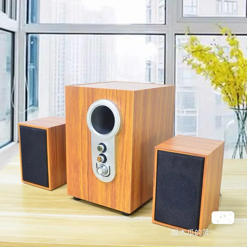 

Wooden High-quality Multimedia Heavy Bass Living Room Home Desktop Computer Audio Active Subwoofer Big Volume Bluetooth Speakers