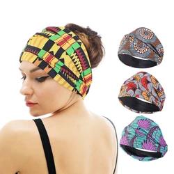 New African Print satin lining Headband Women's Sport Elastic Head Wrap Turban Bandana Wide Stretch Hair Band Hair Accessories