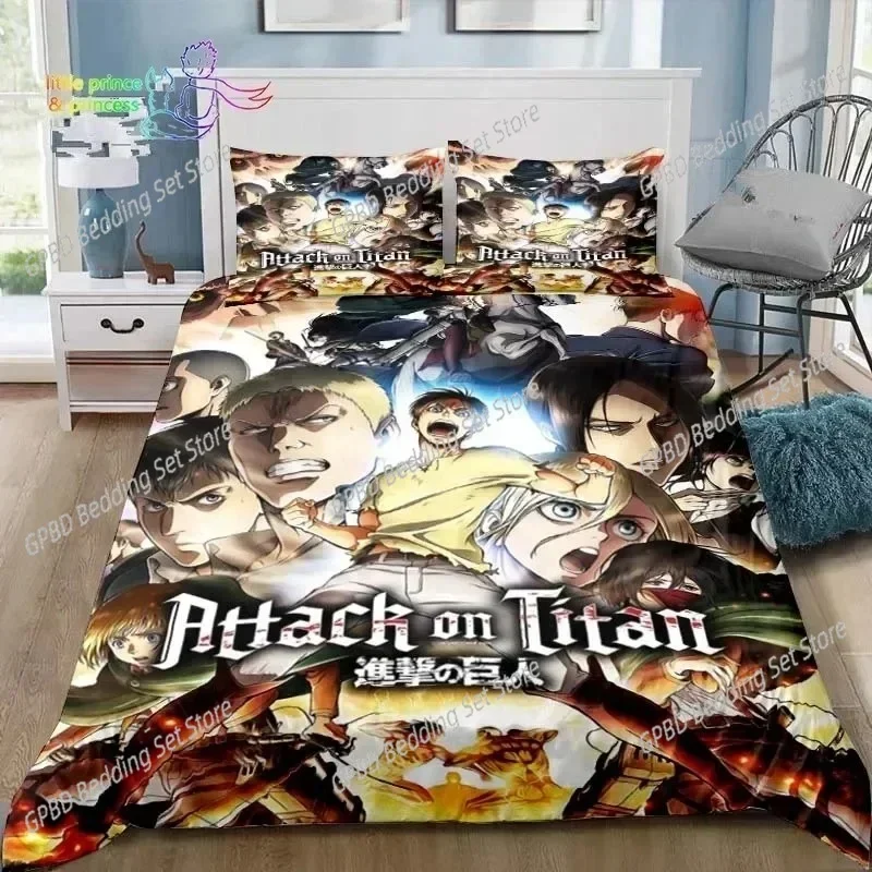 Anime Attack on Titan 3D Print Comfortable Duvet Quilt Cover Pillowcase Bedding Set Children Bedroom Decoration Home Textile