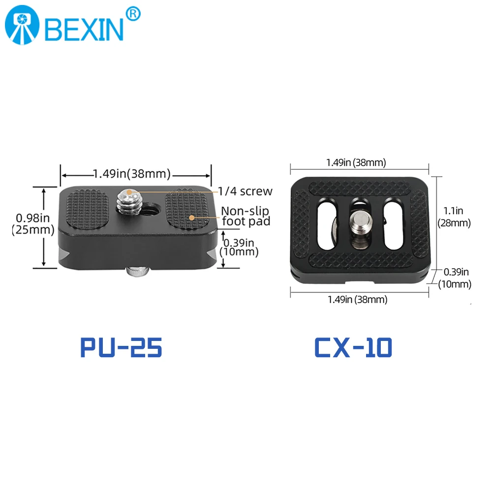 BEXIN Mini Plate Quick Release Plate Tripod Plate Quick Release Camera Plate PU-25 1/4 Screw Mount For Arca Swiss DSLR Camera